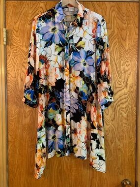 Bold Floral Button-Up Dress Multicolor